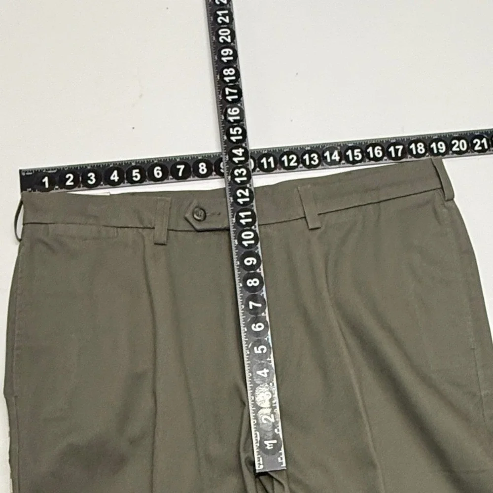 Savane Pants Mens 38x30 Earth‎ Green Chino Flat Front Motion Premium Cotton New